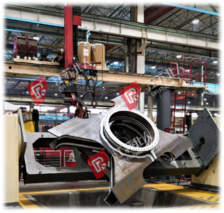 Welding of crawler frame of excavator in a heavy industry Welding of crawler frame of excavator in a heavy industry